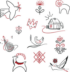 Sketches for tattoos in Ukrainian style