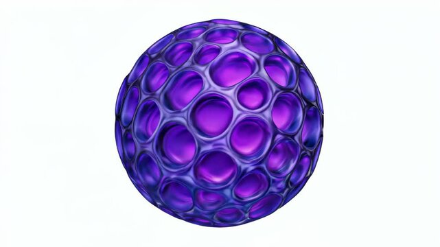 purple and blue glass egg with a pattern of circles