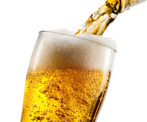 Refreshing Beer Pour Closeup Golden Lager Bubbles Frothy Head Pint Glass