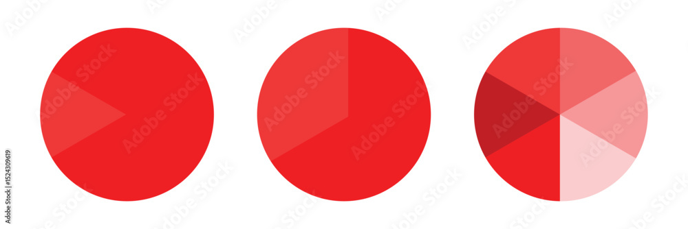 Poster pie chart set, segmented circle icons, circle diagram with sections or parts, vector. pie chart info