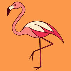 Pink Flamingo Bird Illustration, Tropical Bird Graphic