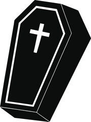 Fototapeta premium Coffin silhouette with angular shape and cross emblem designed for Halloween horror and dark gothic vector themes