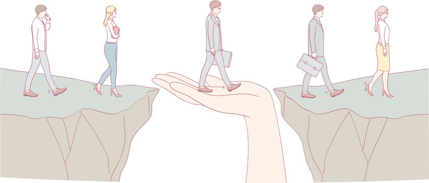 An illustration that effectively depicts support throughout career transitions, especially during gaps in employment