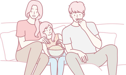 A cozy family scene with everyone enjoying tasty snacks, capturing warmth and togetherness among loved ones