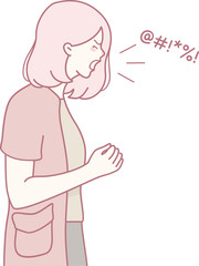 An illustration of a woman showing frustration and anger through her body language and dynamic gestures