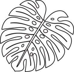 Monstera Leaf Vector in Green with Natural Holes for Botanical Jungle Nature and Plant Icons