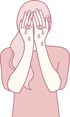 A stylized illustration vividly depicting an individual who is expressing profound sadness and emotional vulnerability