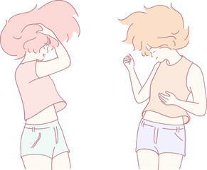 Two lively animated characters joyfully express confidence through their playful poses and soft, pastel colors