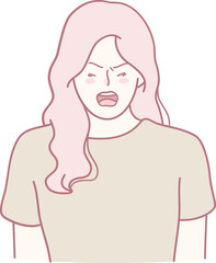 An artistic illustration showing a woman vividly expressing her feelings of anger through a stylish design