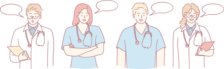An illustration shows healthcare workers collaborating and sharing valuable ideas in a clinical setting