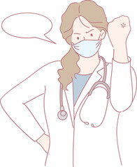 A strong female doctor wearing a protective mask, representing the resilience and strength in todays healthcare system