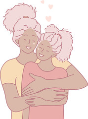 A warm and inviting illustration showcasing two women embracing each other, expressing joy and a deep friendship