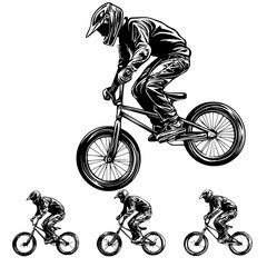 Fototapeta premium a black and white illustration of a cyclist riding a bike bicycle, bike, black, cyclist, illustration, man, ride , Generative art.