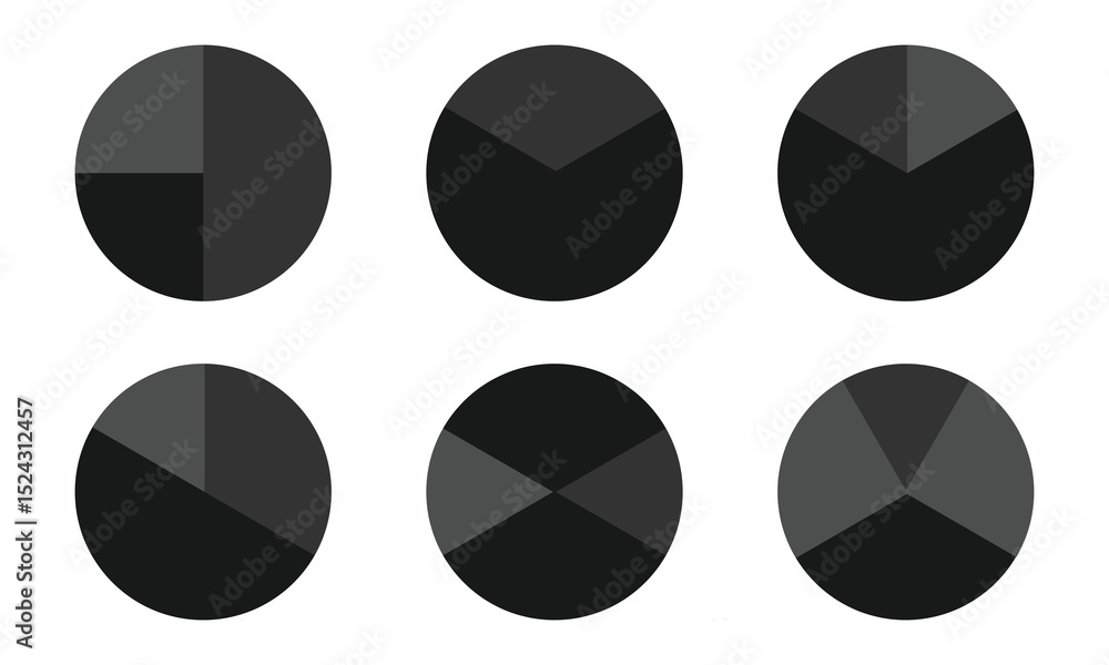 Poster pie charts diagrams. different color circles isolated. infographic element round shape.