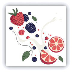 3D illustration of a water splash on a white background. The render showcases an abstract liquid glass wave ribbon with a clear effect, along with a fluid flow featuring a red gradient. Strawber