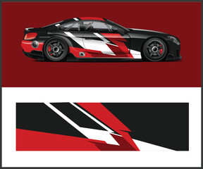 Obraz premium Red Black White Race Car Wrap Design Template