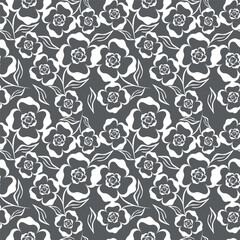 coquette seamless purple flowers pattern. Delicate petals and vibrant blossoms create an artistic and vintage botanical illustration. Perfect for wallpaper, fabric, wrapping paper and more.
