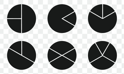 Pie chart icon set flat style. Vector illustration collection.