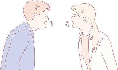 An illustration of a couple in a heated argument, vividly showcasing their emotional tension and confrontation