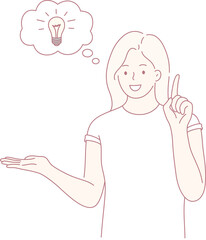 A creative individual expressing an innovative idea, symbolized by a lightbulb glowing brightly above their head