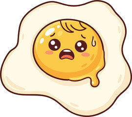 egg with a scared face on the yolk