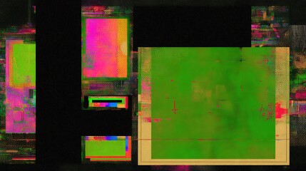 Abstract composition with geometric and glitch elements