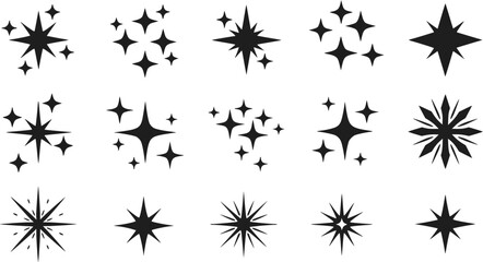 Fototapeta premium 15 Sparkling Starburst Icons Glitter Shine Twinkle Vector Graphics