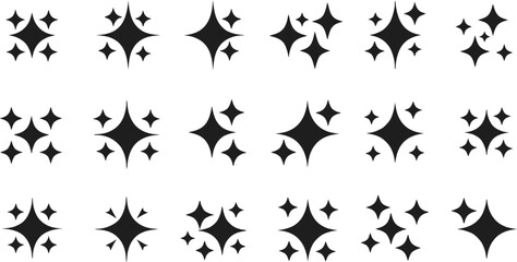 Fototapeta premium Sparkling Stars Glitter Icons Shine Symbols Twinkle Graphics Vector Se