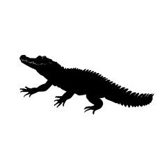 Naklejka premium a black silhouette of an alligator on a transparent background alligator, black, crocodile, mouth, silhouette , Generative art.