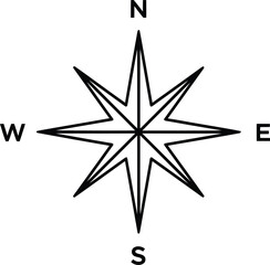 Navigational Guide: Simple, stark, and stylized, this image presents a navigational compass rose, a timeless symbol of direction and exploration.