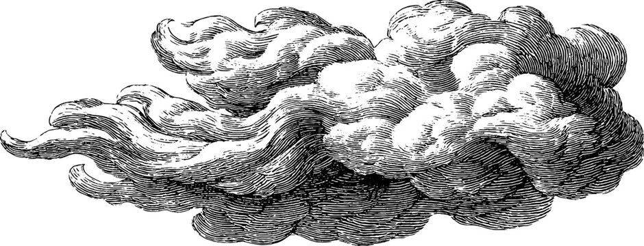 Engraved illustration of mythological anemoi blowing winds from classical greek culture