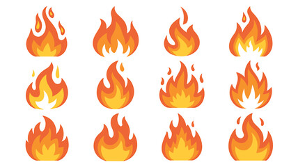 A Collection of 12 Stylized Fire Element Illustrations Perfect for Design Projects