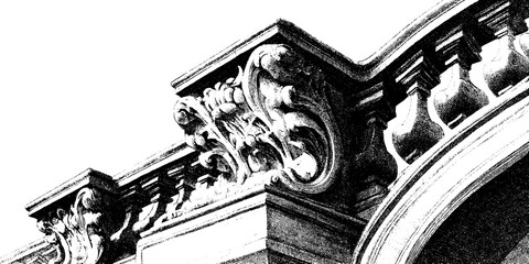 Fototapeta premium Intricate baroque architectural engraving design for artistic projects
