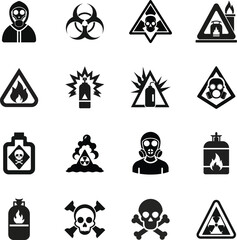  Danger Symbol Black, Chemical Warning  Vector silhouette