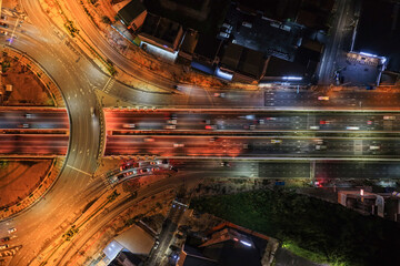 Expressway, Self-driving autonomous electric cars of the future with elements move along a busy...