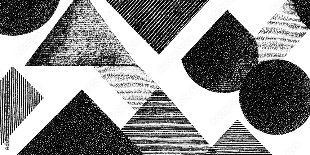 Poster engraved geometric shapes seamless pattern design for backgrounds and textiles