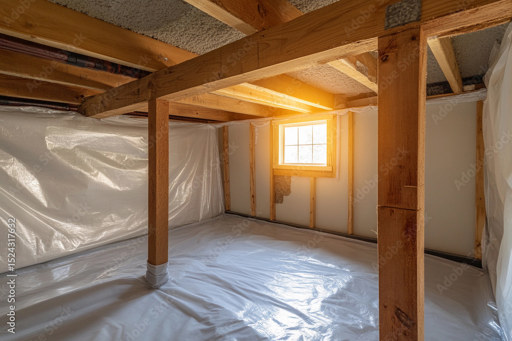 Poster high-quality encapsulated crawl space with natural light generative ai