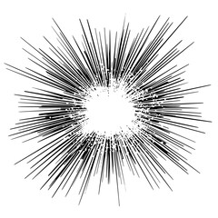 Obraz premium sun burst with rays of black lines and thin beams in a vintage style abstract, beam, black, explosion, line, ray, star, style, sun, thin , Generative art.