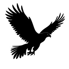 Obraz premium a black and white silhouette of an eagle in flight bird, black, eagle, flight, fly, silhouette, wing , Generative art.