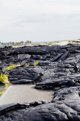 Old Hardened Black Lava Flow Covering Road