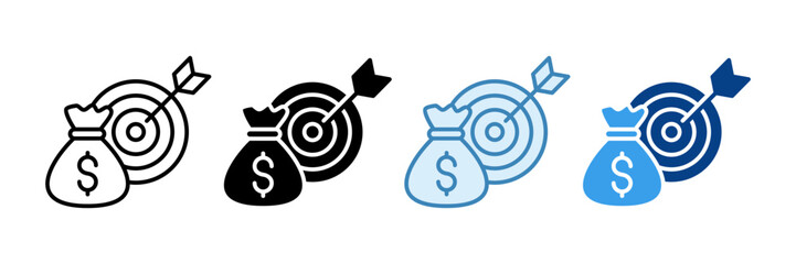 Financial Goal Icon Set Multiple Style Collection