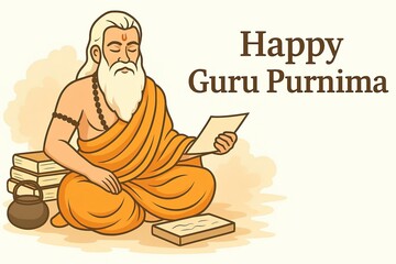 Happy Guru Purnima banner in vector style.