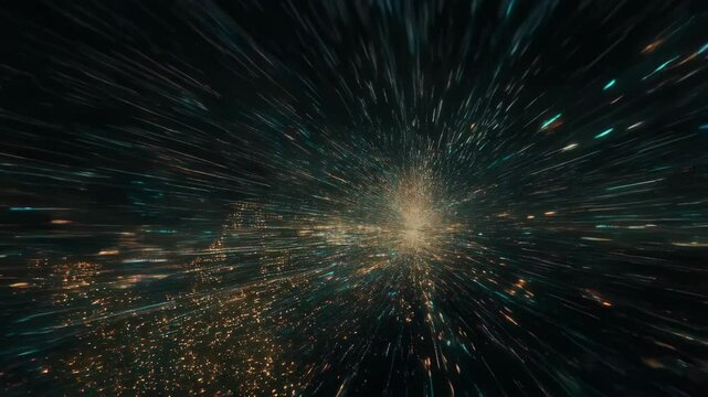 Dynamic cosmic explosion with radiant light trails in deep space animation