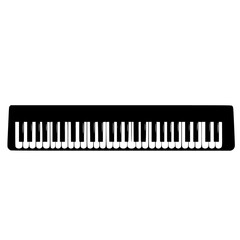 black silhouette of a keyboard of a piano on a transparent background illustration black, icon, illustration, keyboard, piano, silhouette, style , Generative art.
