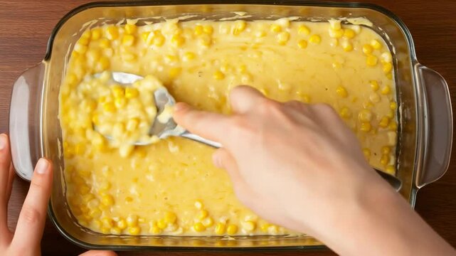 Paraguayan Sopa Paraguaya Layering &ndash; From the Sky Angle