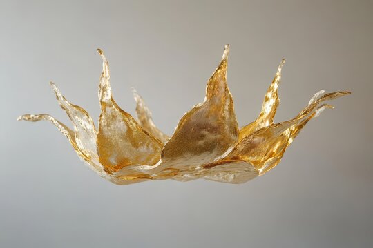 Royal gold crown with elegance floating, Elegant royal gold crown floating gracefully against a soft background, symbolizing luxury and regality