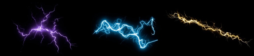 Electric Effect, Realistic Lightning bolt overlay visual Effects, thunder flash Isolated, electricy discharge vertical line, vector illustration, Blue Light Energy sparks FX on black night background