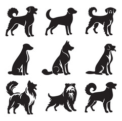 Free Vector Hand Drawn Dog Silhouette Set White Background