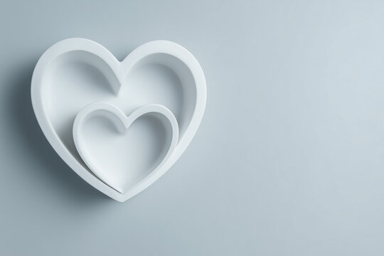 Two nested white heart shapes on pale background