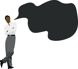 silhouette of a man with speech bubble in gray colors